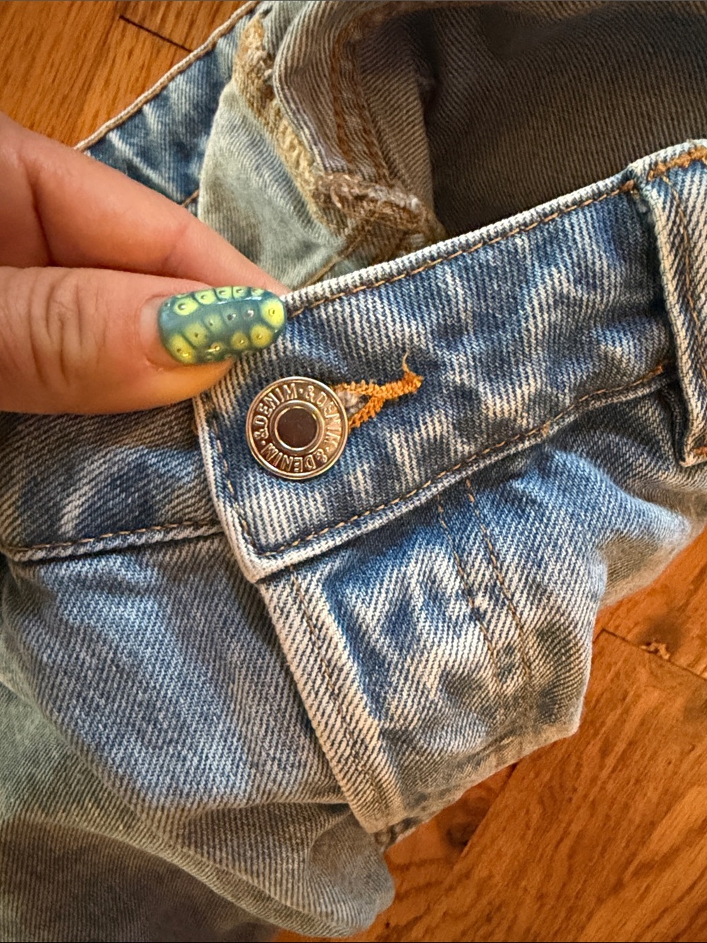 H&M Light Blue Distressed Denim Mini Skirt - Picture 7 of 7